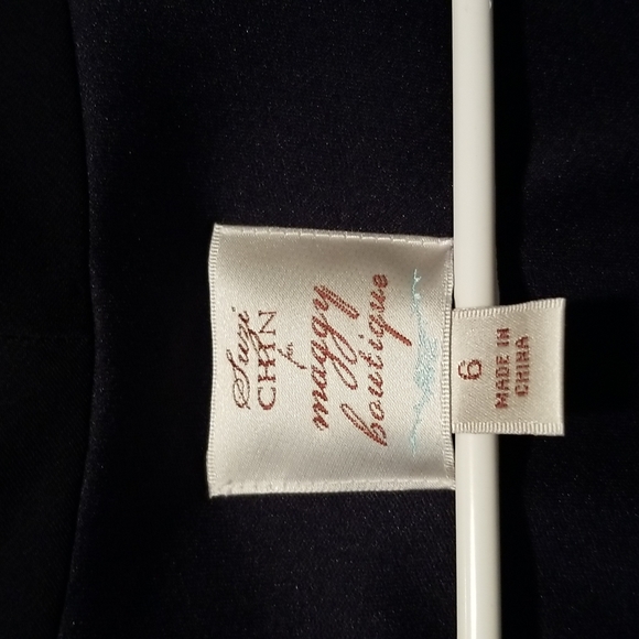 Suzi Chin for Maggy boutique size 6 navy blue dress - Picture 3 of 10